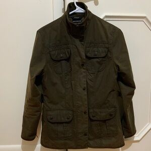 Barbour women’s Waxed Utility Jacket US sz 4 Olive Green Brown